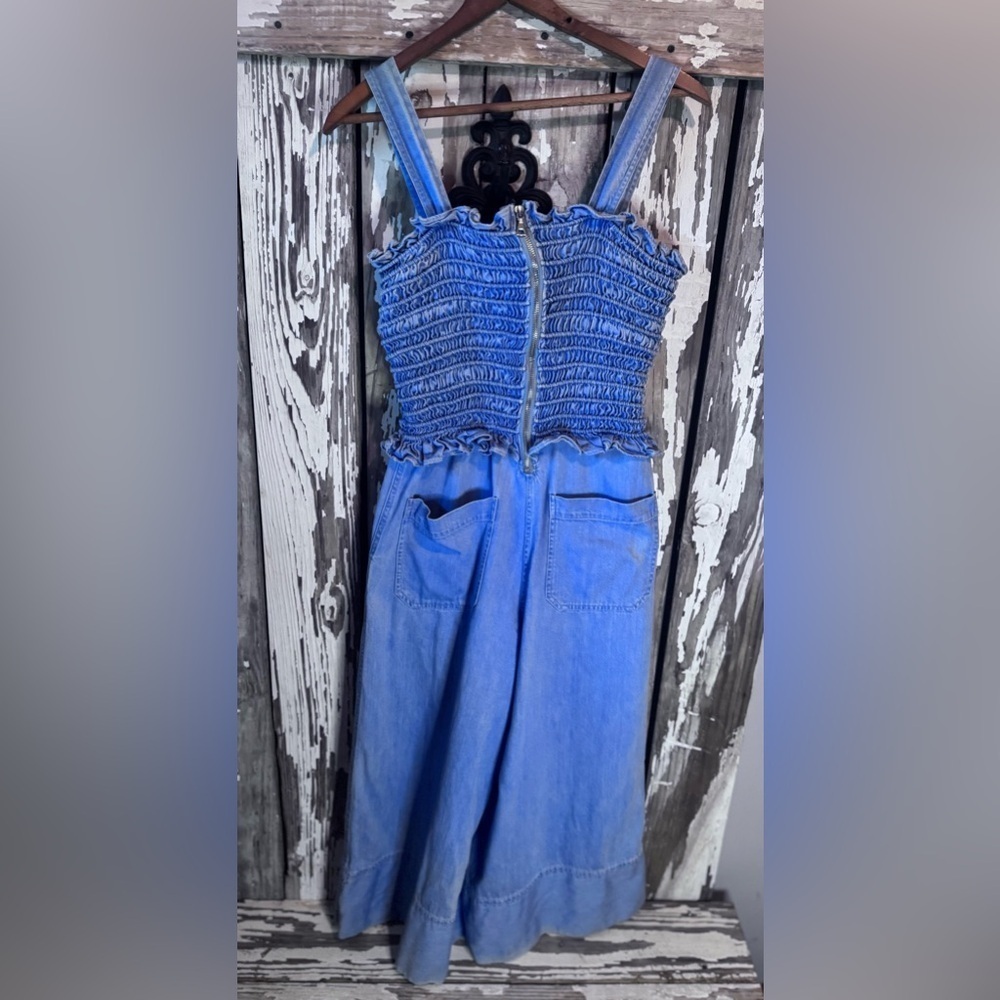 Sea New York Dakota Smocked Blue Denim Jumpsuit Size 2 See Description - Picture 9 of 12